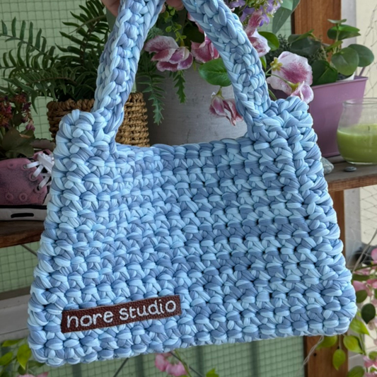 Sky Blue Cloud Bag - Chunky Soft Cotton Crochet Bag