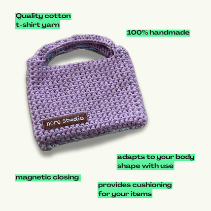 Bolso Nube Morado - Bolso de Ganchillo de Algodón Suave y Grueso
