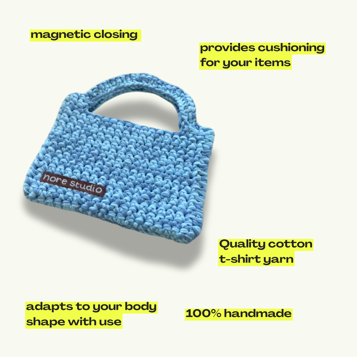 Sky Blue Cloud Bag - Chunky Soft Cotton Crochet Bag
