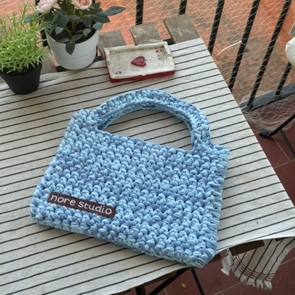 Sky Blue Cloud Bag - Chunky Soft Cotton Crochet Bag
