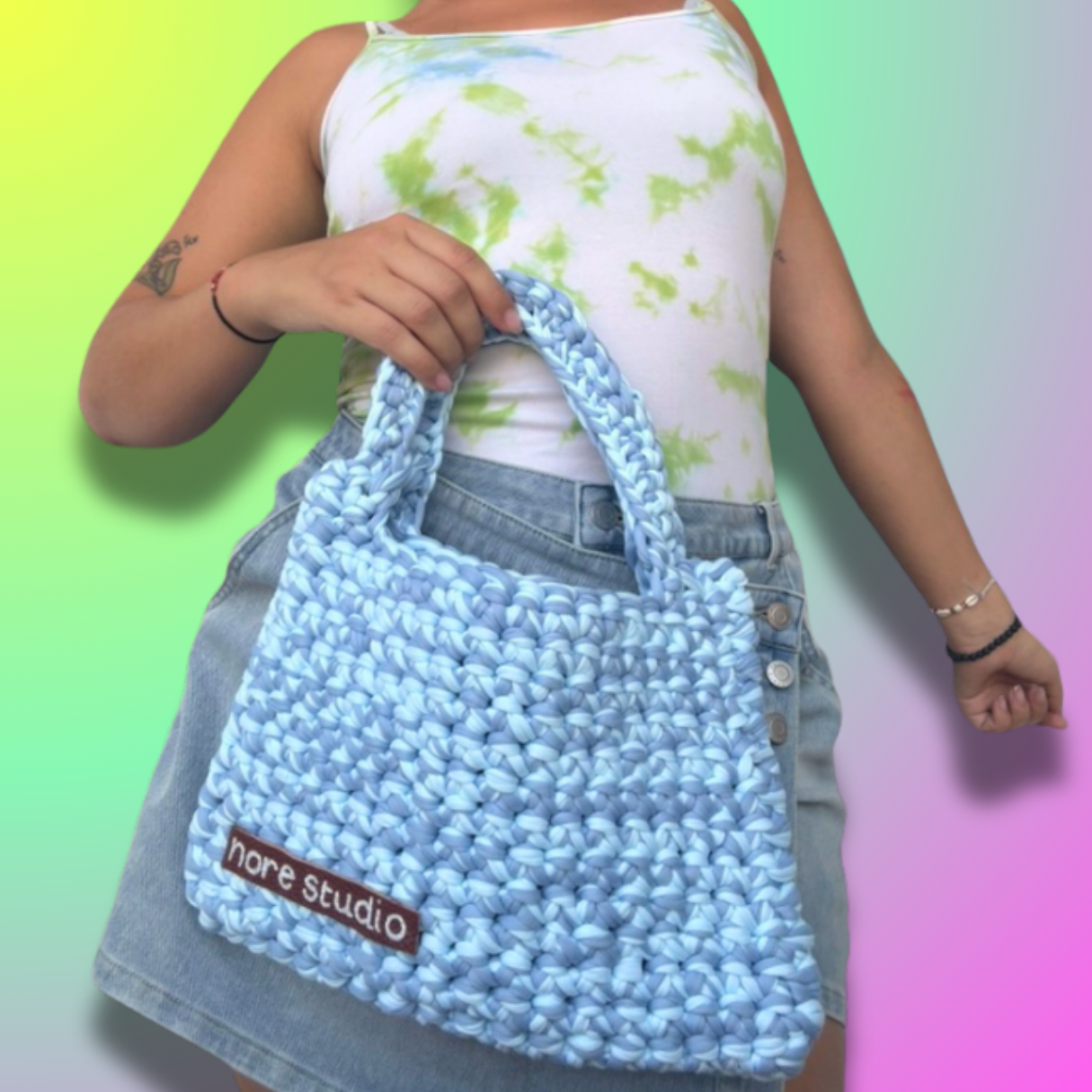 Sky Blue Cloud Bag - Chunky Soft Cotton Crochet Bag