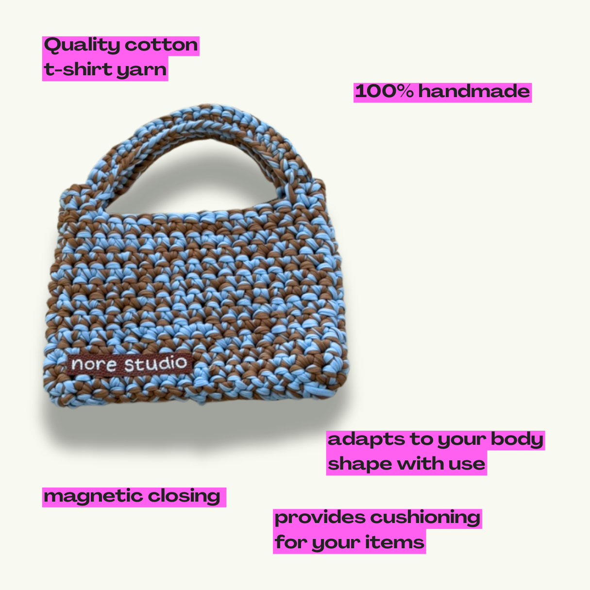 Blueberry Mocha Cloud Bag - Chunky Soft Cotton Crochet Bag