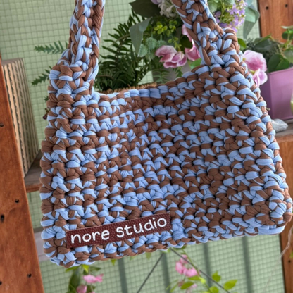 Blueberry Mocha Cloud Bag - Chunky Soft Cotton Crochet Bag