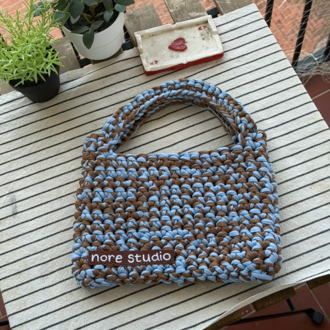 Blueberry Mocha Cloud Bag - Chunky Soft Cotton Crochet Bag