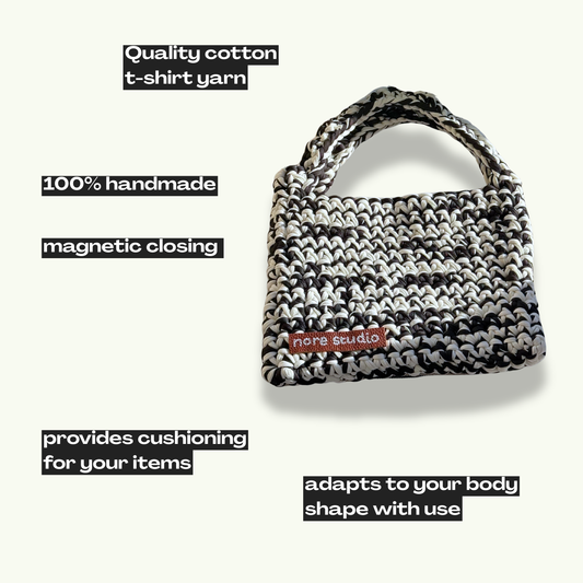 Black & White - Chunky Soft Cotton Crochet Bag