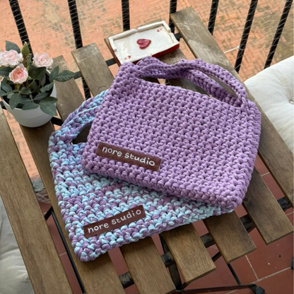 Bolso Nube Morado - Bolso de Ganchillo de Algodón Suave y Grueso