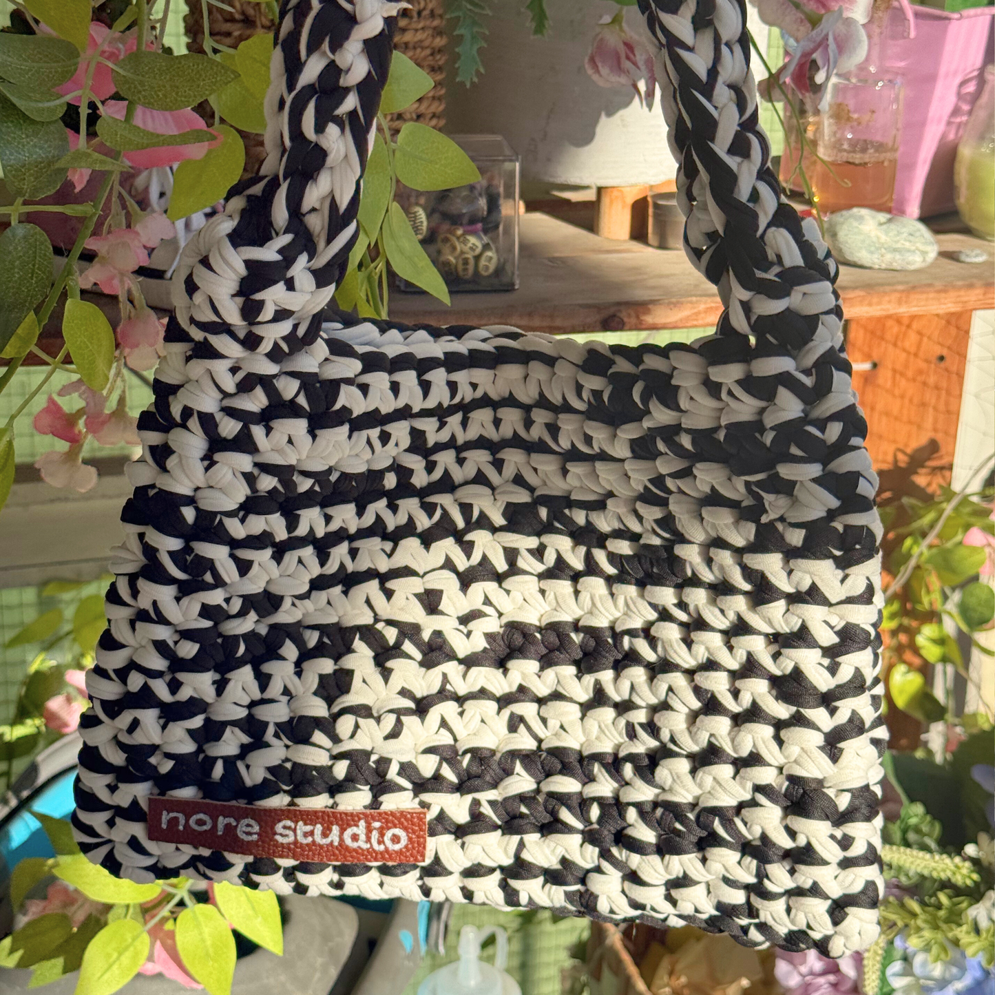 Black & White - Chunky Soft Cotton Crochet Bag