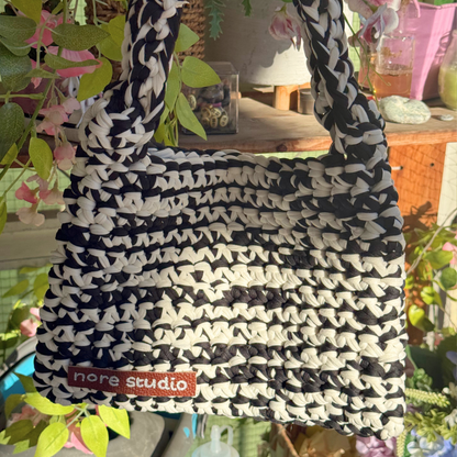 Black & White - Chunky Soft Cotton Crochet Bag
