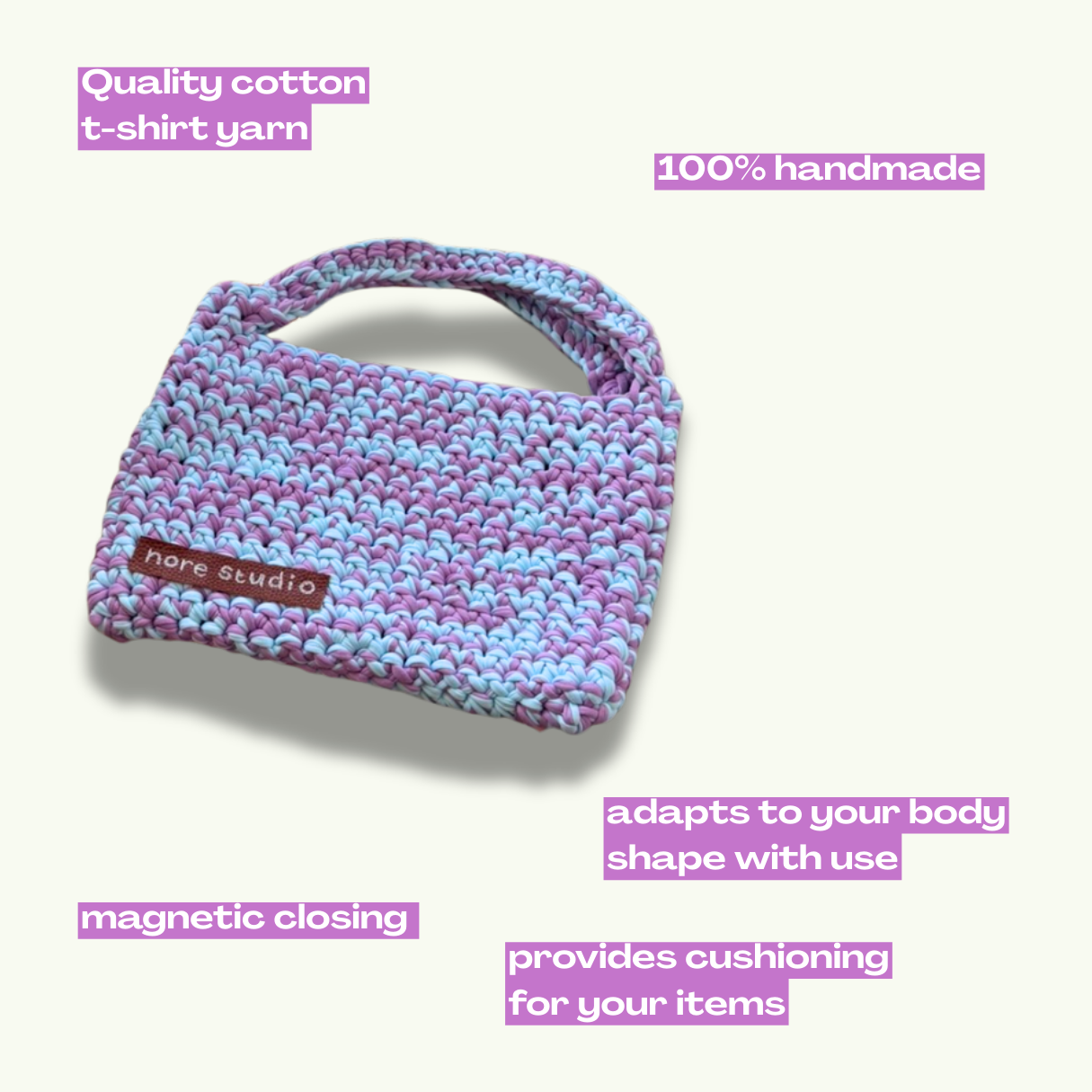 Bolso Nube de Malvavisco - Bolso de ganchillo de algodón suave y grueso
